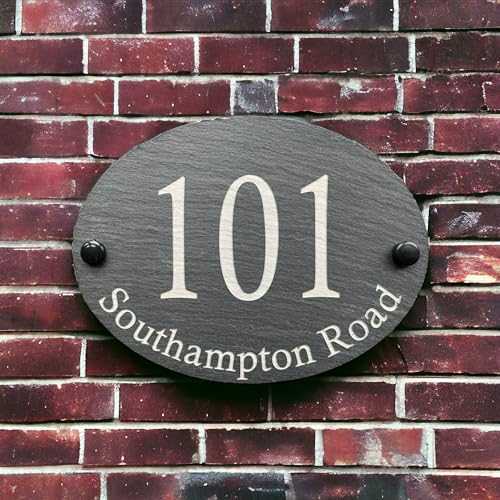thumbnail image 2 of Handmade Deep Engraved Slate House Door Sign - Custom Name & Number - Many Sizes 2 of 5