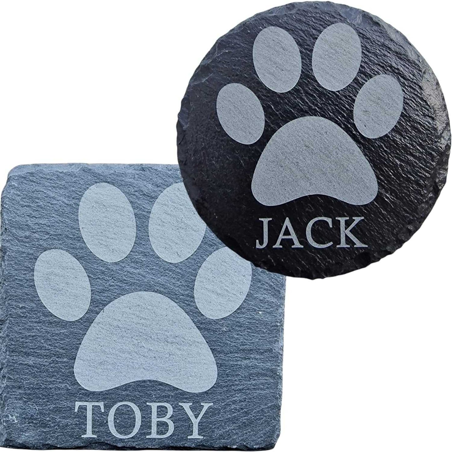 Personalised Slate Coaster - PAW PRINT - Round