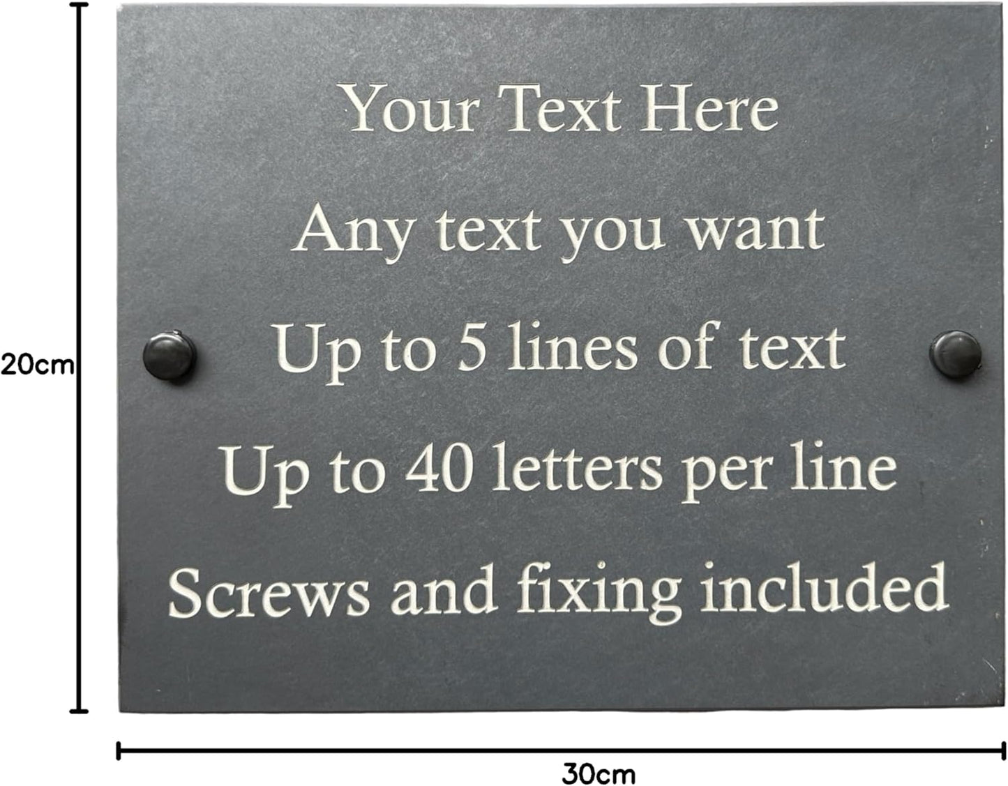 Personalised Engraved Large Slate Plaque/Sign with wall fixings - 30x20cm