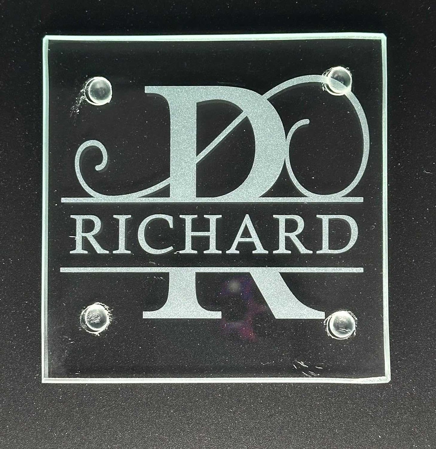Personalised Glass Coaster - Monogram Initial - Square