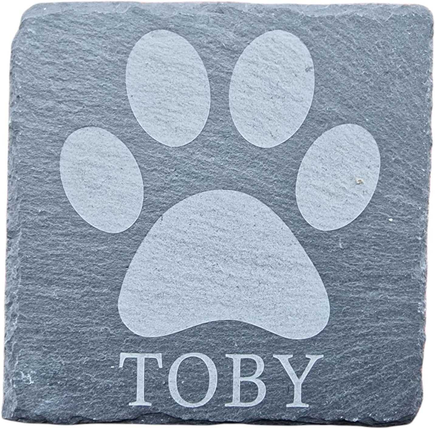 Personalised Slate Coaster - PAW PRINT - Square