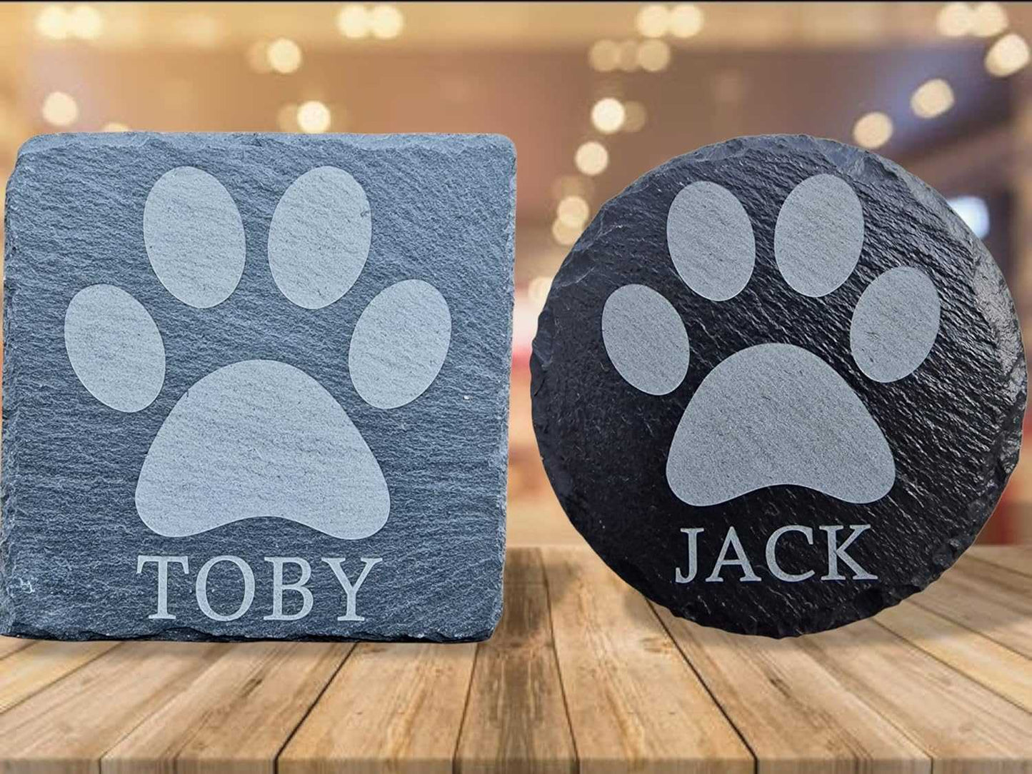 Personalised Slate Coaster - PAW PRINT - Square